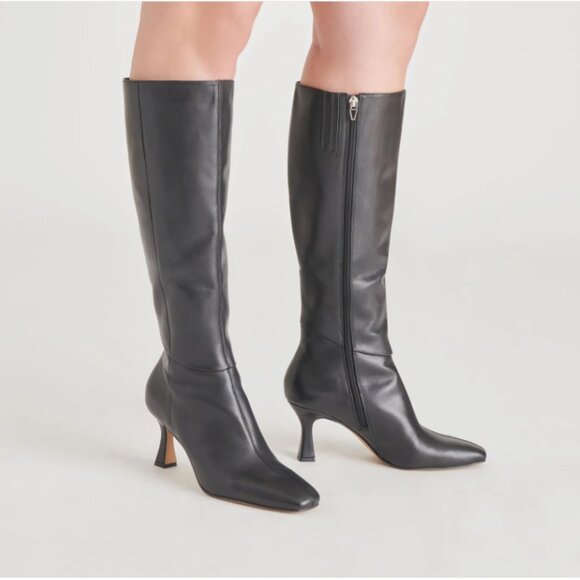 NEW DOLCE VITA Leather Gyra High Shaft Wide Calf Boots in DARK OLIVE 925 6t3 - Picture 4 of 10
